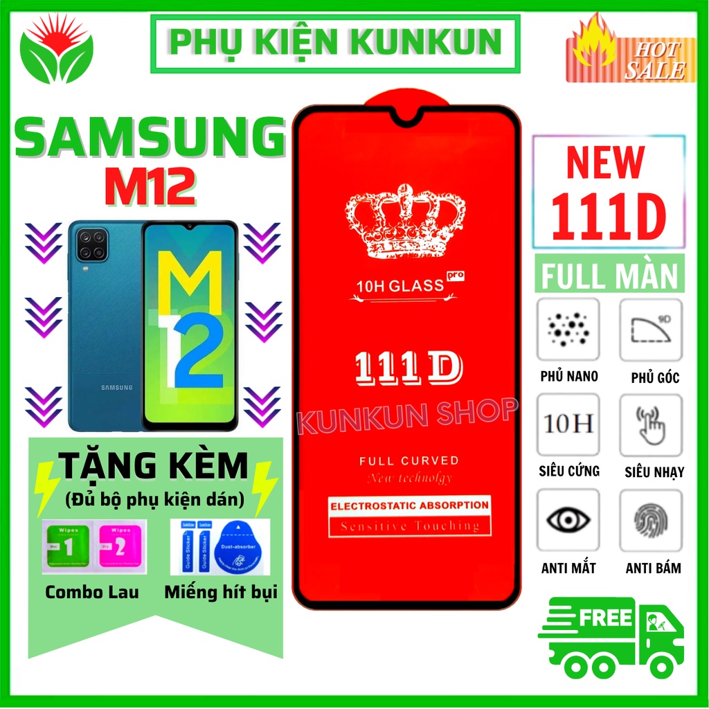 [Loại Mới] Kính Cường Lực Samsung M12 - Full màn hình 111D - Độ cứng 10H - Bảo hành 1 đổi 1 - Chống va đập tốt