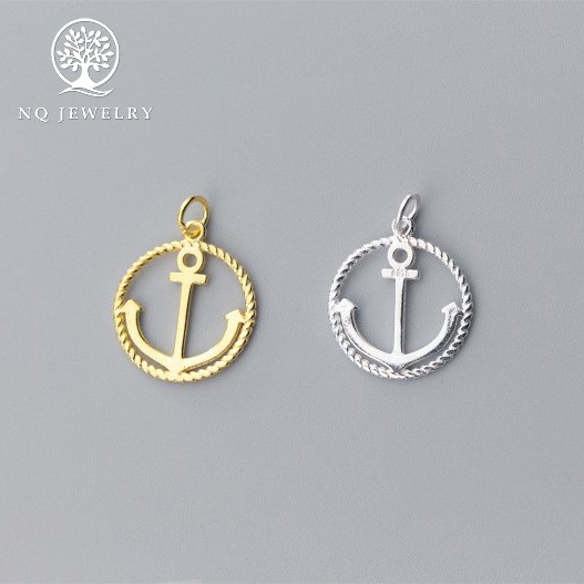 Charm bạc tròn mũi neo treo - NQ Jewelry