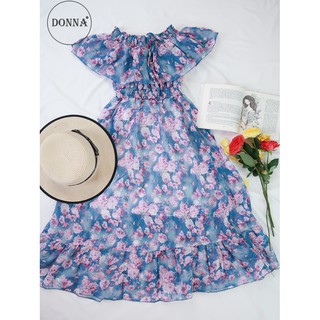 Đầm maxi trễ vai hoa Donna