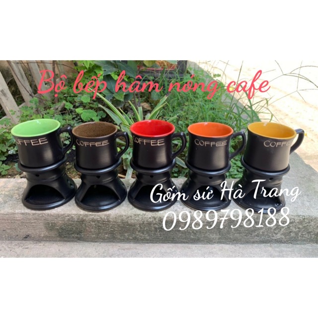 Bộ bếp hâm nóng Trà , cafe gốm sứ Bát Tràng cao cấp không chì cốc dung tích lớn 180ml