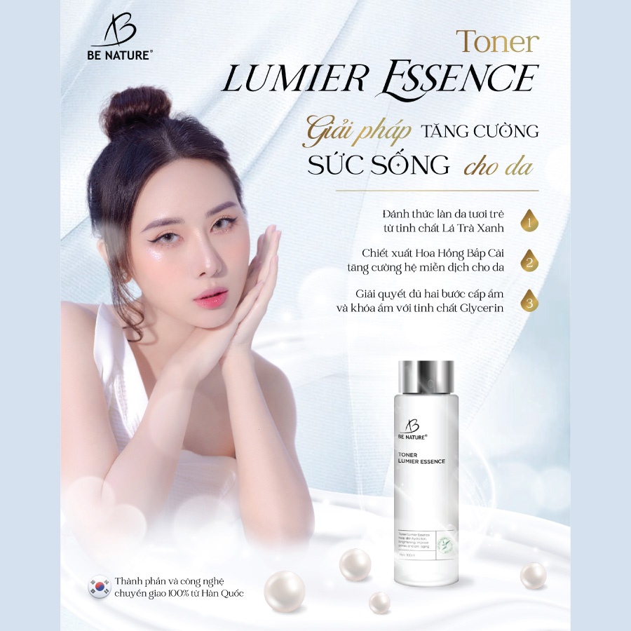 Toner Be Nature Lumier Essence cấp ẩm dưỡng trắng, giảm dầu và mụn 100ml