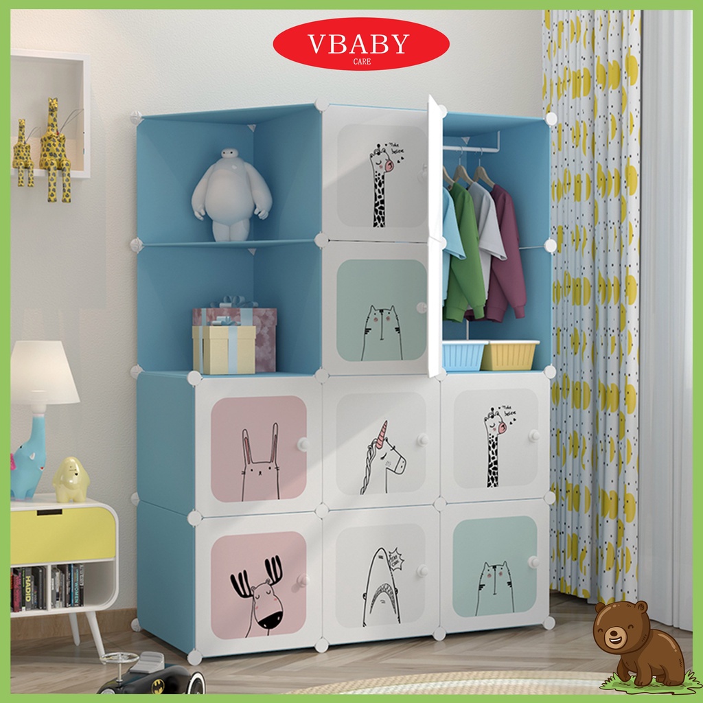 Tủ quần áo nhựa lắp ghép đa năng V-Baby T3 dành cho bé size 37x 37cm - Bảo hành 1 năm