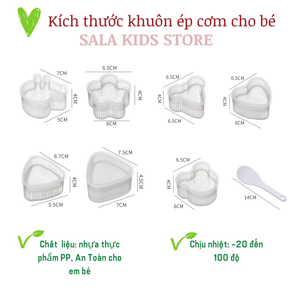 Khuôn Ép Cơm Tạo Hình Làm Cơm Nắm Ben to Hình Thú Tam Giác Cho Bé Kiểu Nhật SALA KIDS