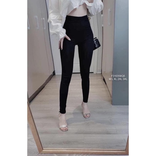 Quần legging uni trơn đen