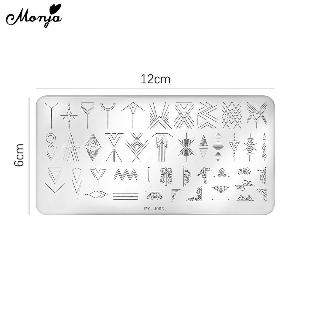 MONJA Khuôn trang trí móng tay có 12 kiểu họa tiết độc đáo tùy chọn