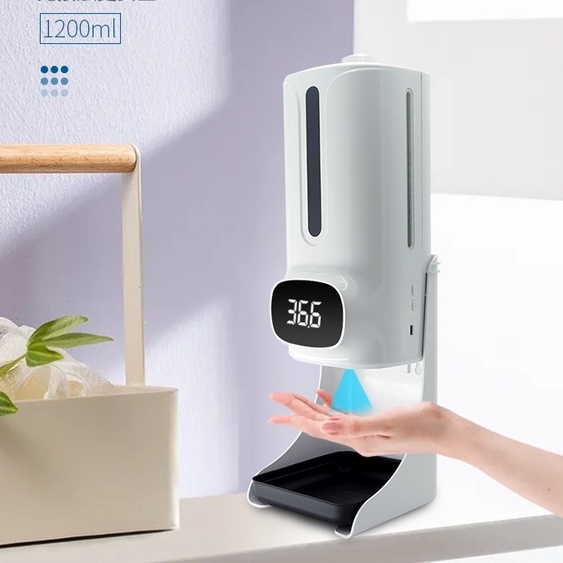 Máy xịt rửa tay tự động không chạm và đo thân nhiệt 2 trong 1- K9 Pro Plus Hỗ Trợ Tiếng Việt, Lắp đặt sử dụng dễ dàng