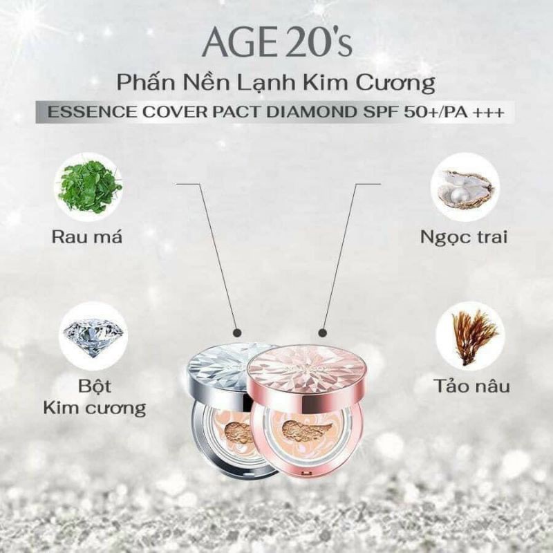 PHẤN NỀN LẠNH KIM CƯƠNG AGE 20'S ESSENCE COVER PACT ORIGINAL SPF 50+/PS+++ I CHÍNH HÃNG HÀN QUỐC