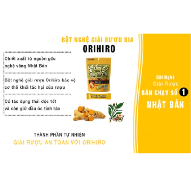 Tinh bột nghệ giải rượu Orihiro 20 gói