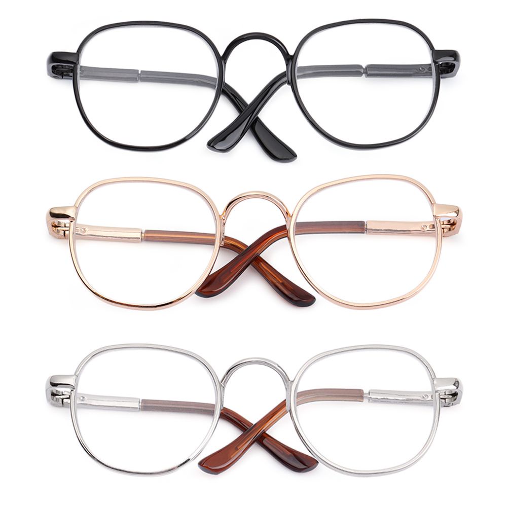 Mắt kính thời trang kim loại gọng tròn nhiều màu sắc tùy chọn dành cho búp bê