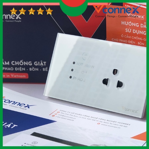 Ổ cắm máy bơm chống giật an toàn, chuyển nguồn cho van phao điện thông minh Vconnex. Bảo hành 24 tháng 1 đổi 1