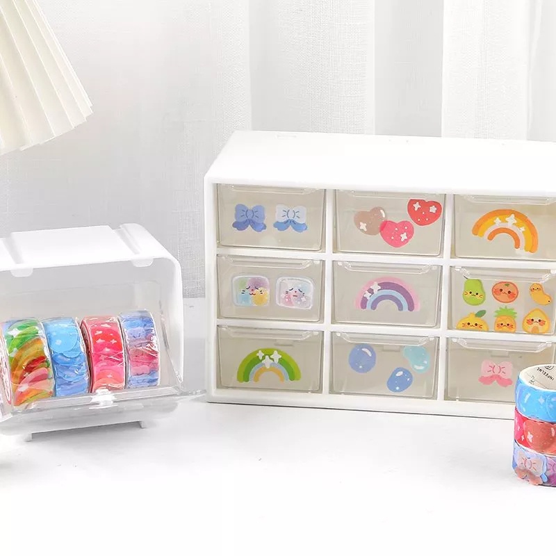 Cuộn 100 miếng dán washi trang trí đồ thủ công tiện dụng