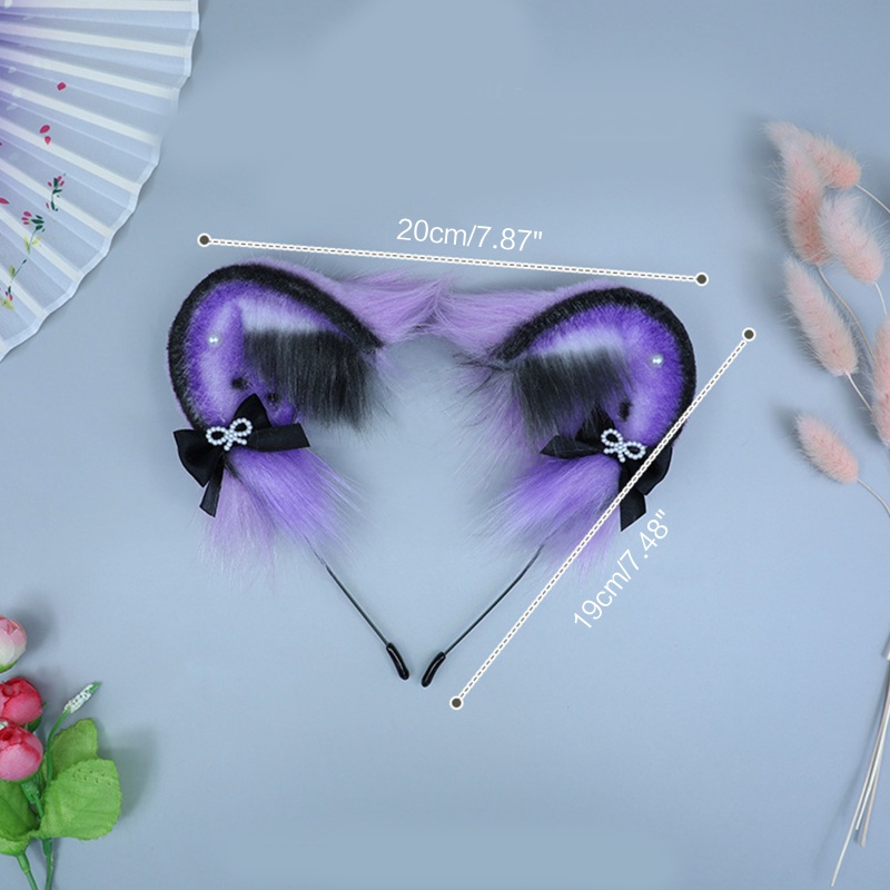 Băng Đô Cài Tóc Hình Tai Chuột Hamster Hoạt Hình Bằng Lông Nhung Đính Nơ Dễ Thương Xinh Xắn