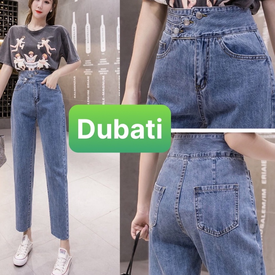QUẦN BAGGY JEAN NỮ CHẤT BÒ 3 NÚT BẢN TO LƯNG CAO NÂNG MÔNG SANG CHẢNH PHONG CÁCH HÀN QUỐC-DUBATI FASHION