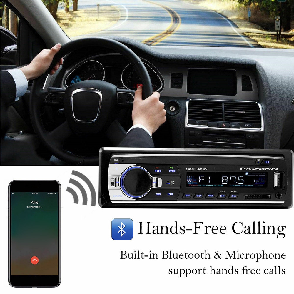 📞TOP💻 hands-free phone FM/USB/AUX/SD Stereo Audio host Built-in dashboard Car MP3 Player