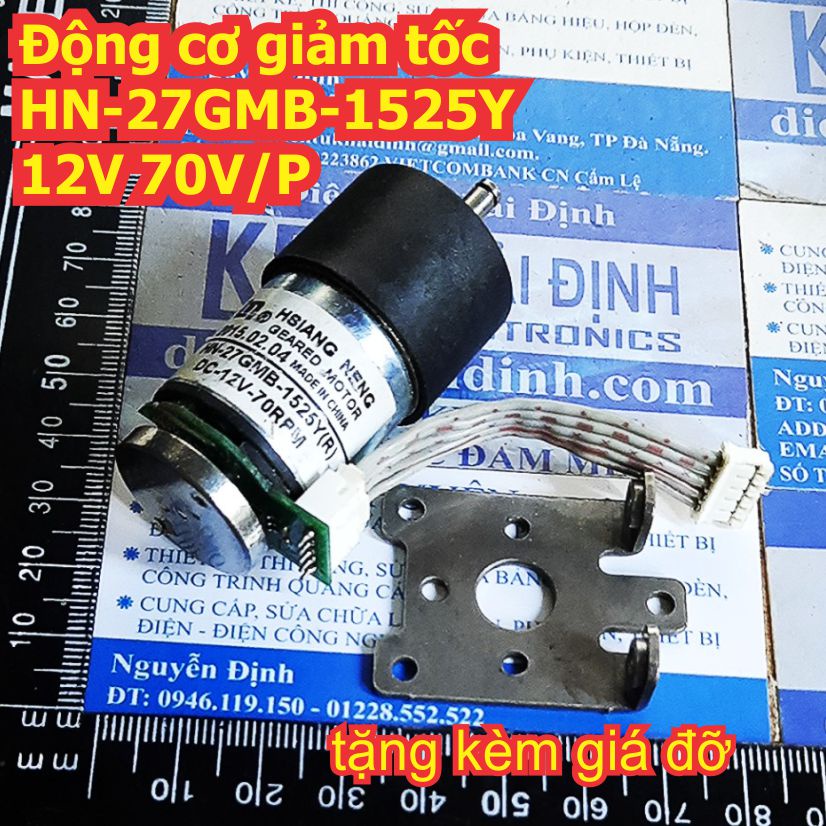 Động cơ giảm tốc GSIANG NENG HN-27GMB-1525Y 12V 70V/P trục D 4mm kde2548