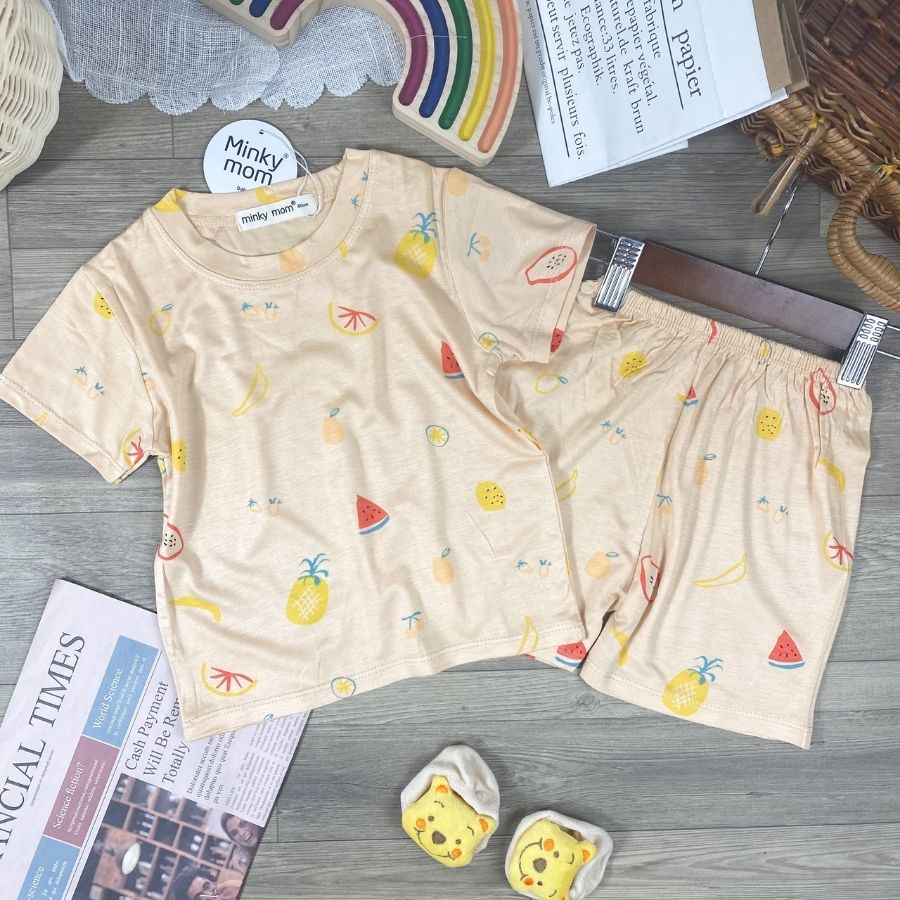 Bộ Thun Lạnh Cộc Tay Cho Bé Gái 8-27kg -TN-IN74 In Hoạ Tiết Toàn Thân Chất Vải Thoáng Mát