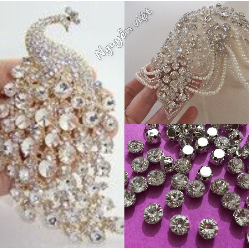 Túi đá đế chấu hạt pha lê đính kết quần áo , làm đồ handmade