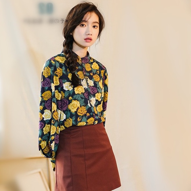 Áo sơ mi nữ họa tiết hoa Emilyshop ulzzang