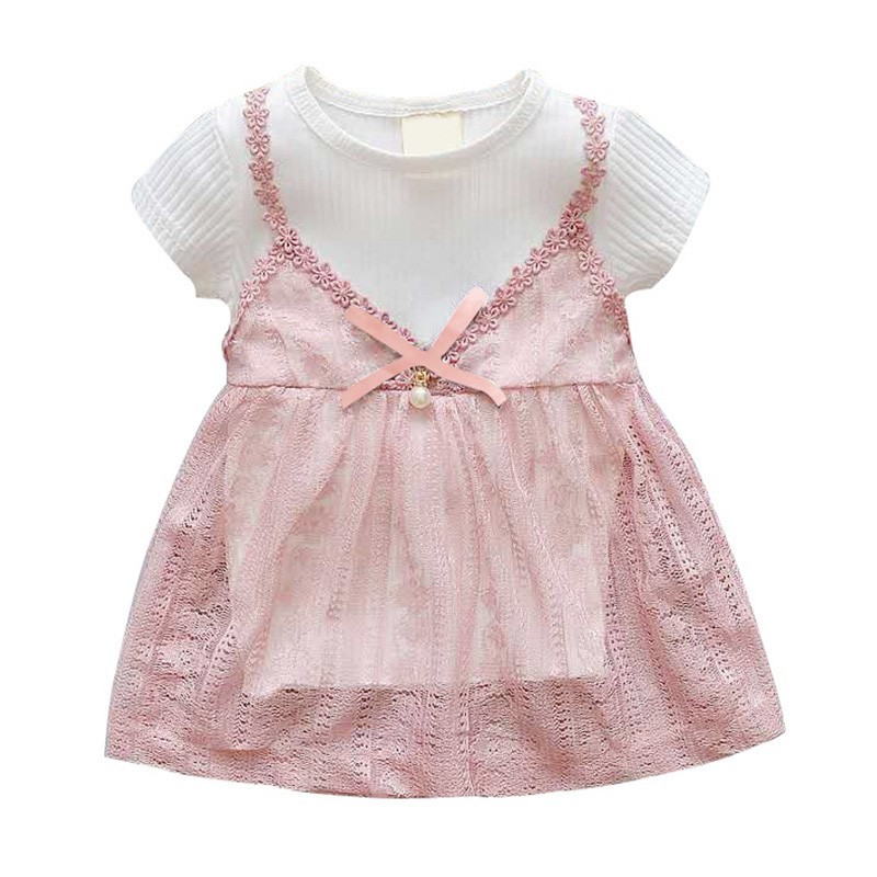 Summer Cute Baby Girl Princess Lace Soft Short Sleeve Tutu Dress Kids Sundress