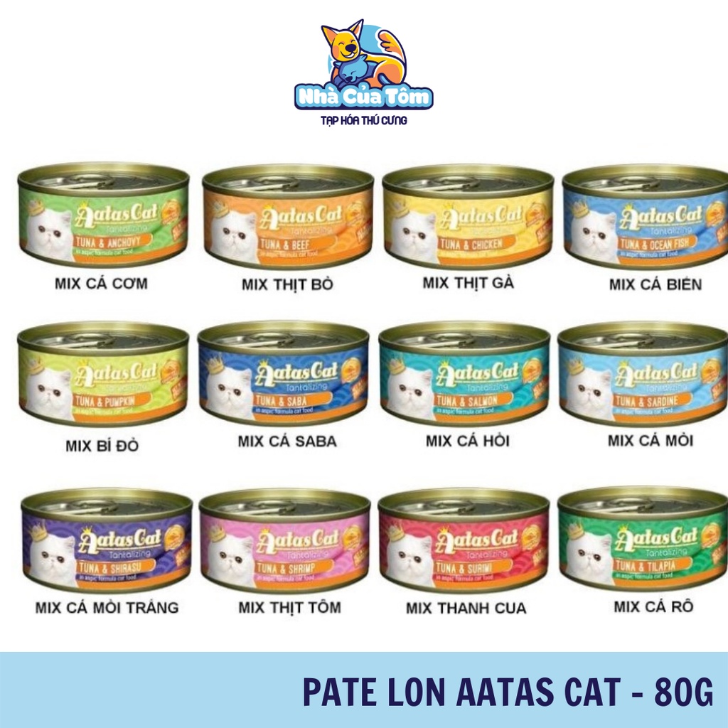 [Lon 80g] Pate Cá Tươi Nguyên Chất AATAS CAT Nhiều hương vị hấp dẫn dành cho mèo biếng ăn