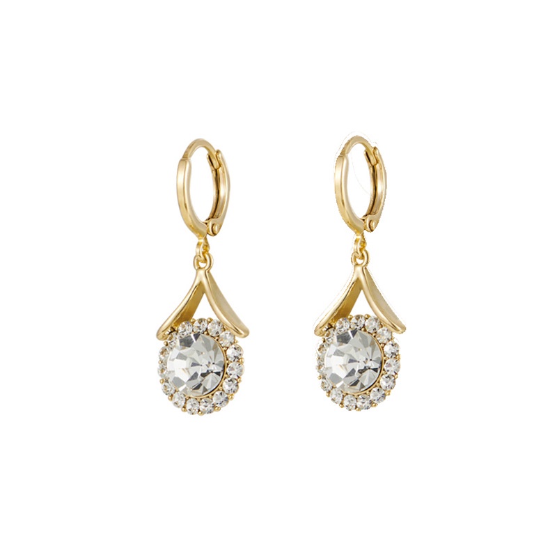 Bông Tai Hình Giọt Nước Đính Đá Phong Cách Hàn Quốc Thanh Lịch