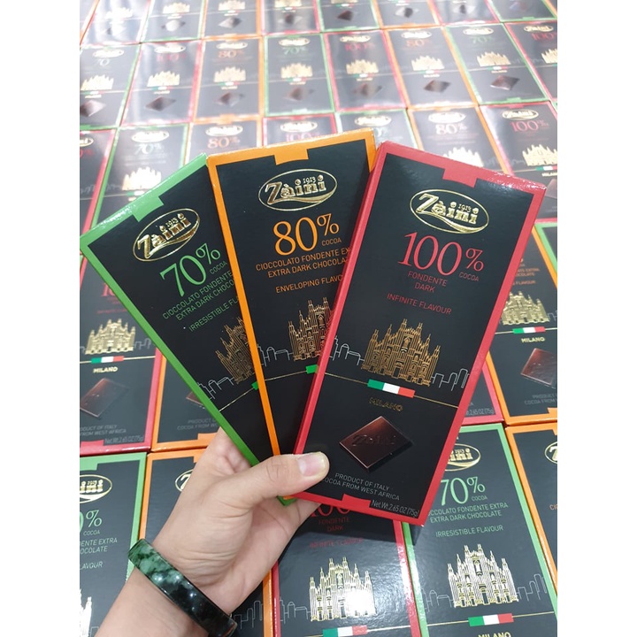 Chocolate Zaini Extra Dark Chocolate 70% Cacao thanh 75gr