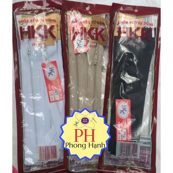 Dây Kéo quần Tây HKK  18cm - 1 bịch 12 sợi