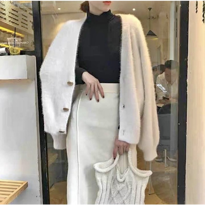 Cardigan len lông cúc đồng