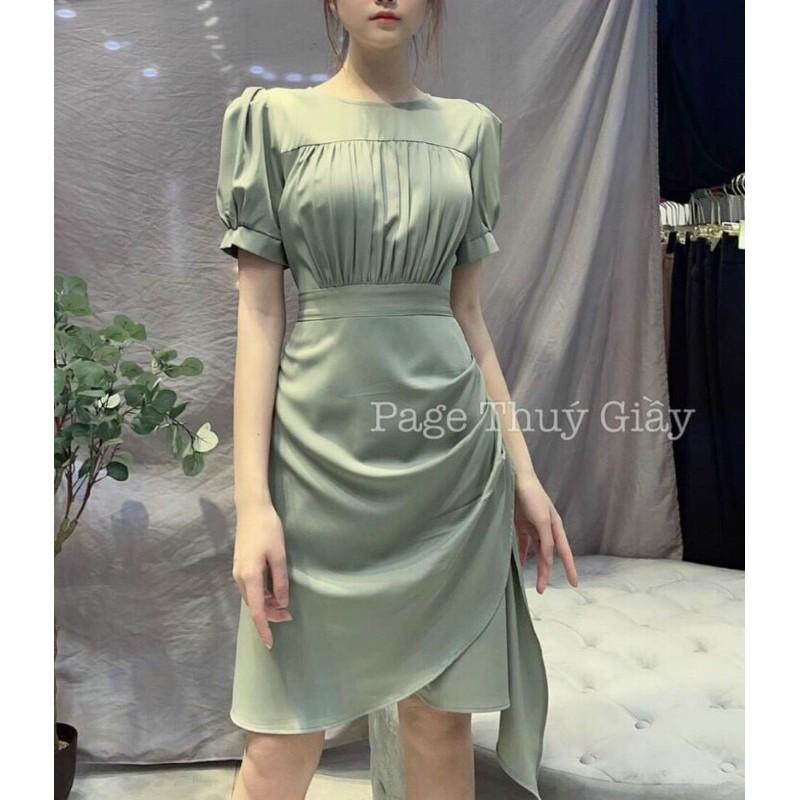 Váy thiết kế vạt chéo nhún ngực kèm ảnh thật | BigBuy360 - bigbuy360.vn