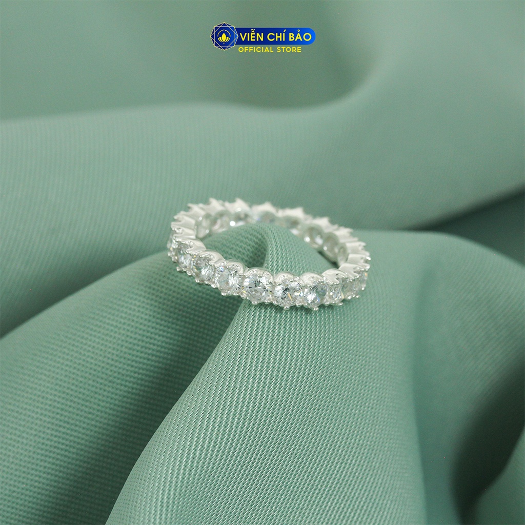 Nhẫn bạc nữ 1 hàng đá full - new chất liệu bạc 925 thời trang phụ kiện trang sức Viễn Chí Bảo N400754
