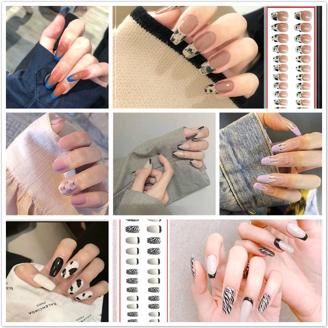 Fake nails/24pcs/box/complete fashion fake nails/wearable fake nail stickers/waterproof durable nail art stickers/multifunctional light manicure/manicure/accessories fashion accessories/nail accessories