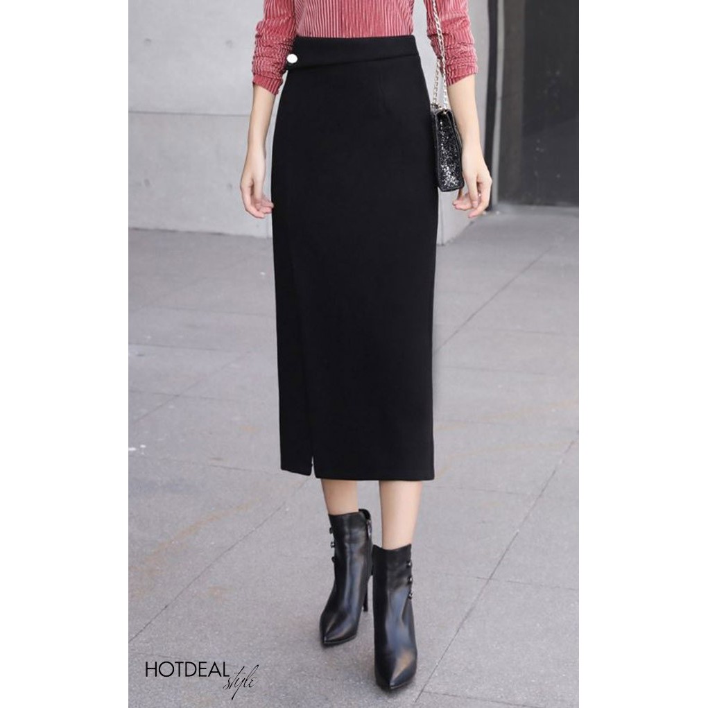 chân váy bút chì midi sẽ trước | BigBuy360 - bigbuy360.vn