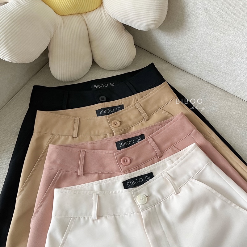 BIBOO - Quần short ngắn lưng cao ống rộng gập lai FLIPPY SHORTS