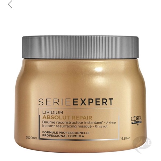 Dầu hấp ủ nhũ vàng phục hồi tóc hư tổn nặng L'ORÉAL Serie Expert Gold Quinoa + Protein Absolut Repair 500ml