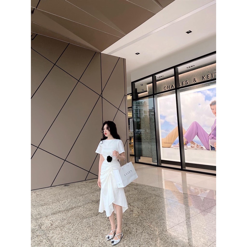 Đầm dự tiệc rút dây kết hạt hoa eo chanh xả - Luris Dress ( gồm hoa ) | BigBuy360 - bigbuy360.vn