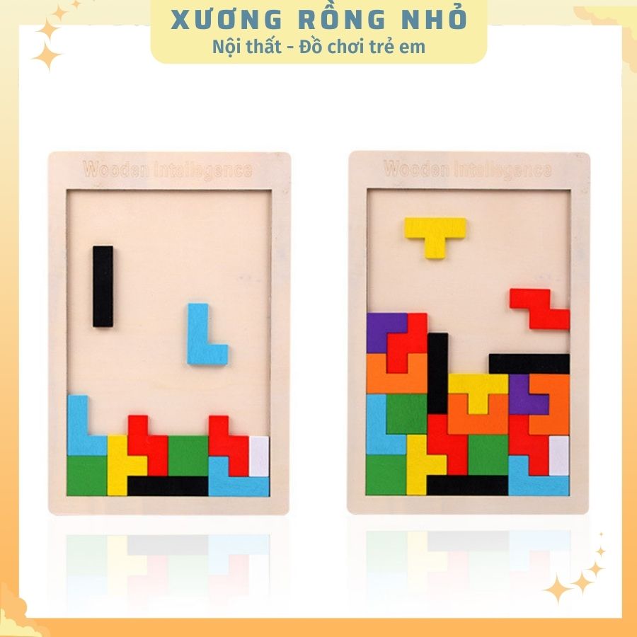 Đồ Chơi Xếp Hình Thông Minh, Đồ Chơi Xếp Gạch bằng gỗ - Xương Rồng Nhỏ