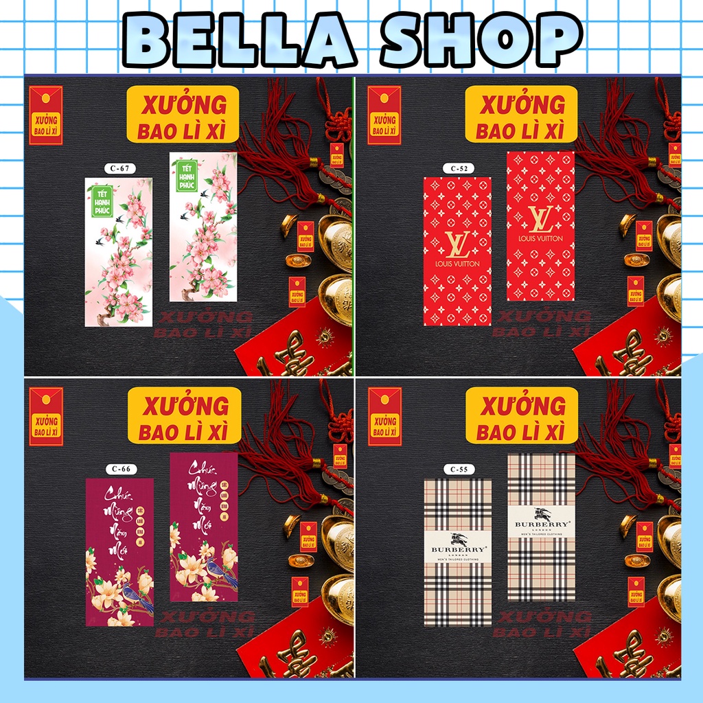 Set 10 Bao Lixi Tết Bella-Shop Lì Xì 3D Mẫu Mới Cao Cấp Đẹp Độc Lạ, Lixi Cưới Hỏi ( In Theo Yêu Cầu)