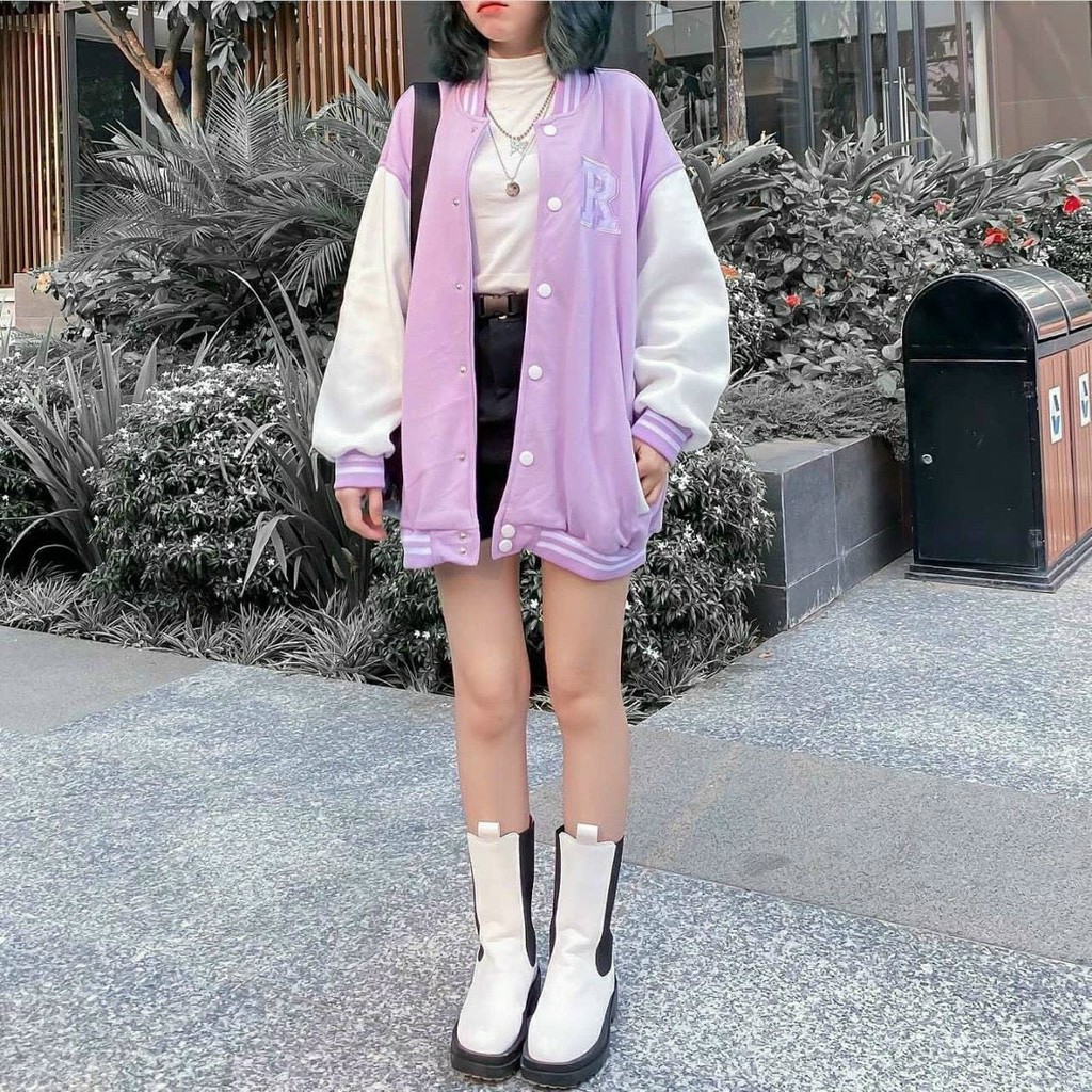 Áo khoác nỉ Cardigan in chữ R form rộng Ulzzang Unisex Áo nỉ nữ Cardigan bomber jacket Guvia Unisex | BigBuy360 - bigbuy360.vn