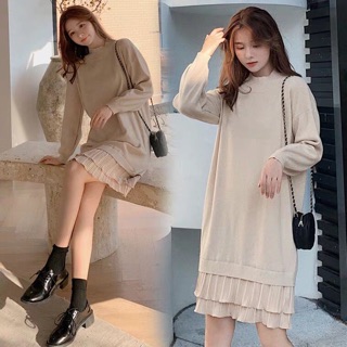 Đầm Len Chân Váy Phối Nhung