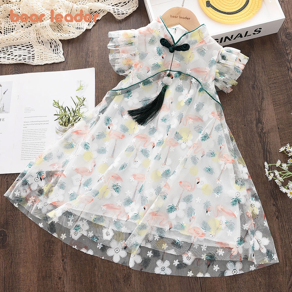 BEAR LEADER Đầm Công Chúa Không Tay Màu Xanh Lá Thời Trang Mùa Hè Cho Bé Gái 2-7 Tuổi