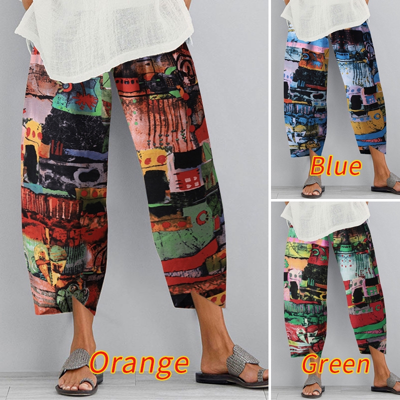 ZANZEA Quần ống rộng in hình họa tiết cổ điển dành cho nữ | BigBuy360 - bigbuy360.vn