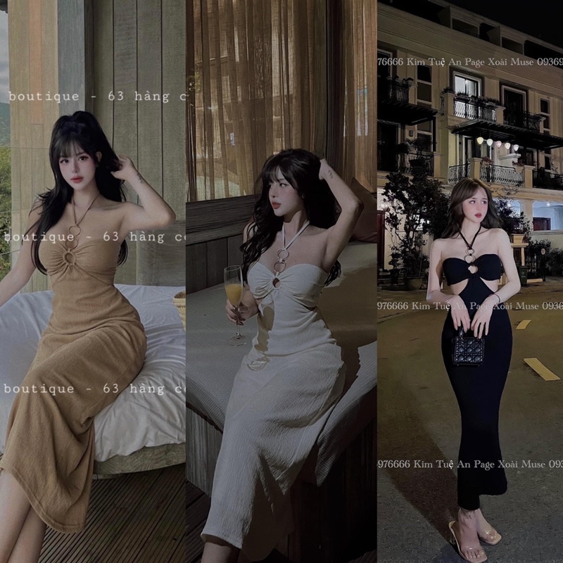 Váy Maxi Xốp Cúp Ngực Khoét Eo 3 Màu Sexy