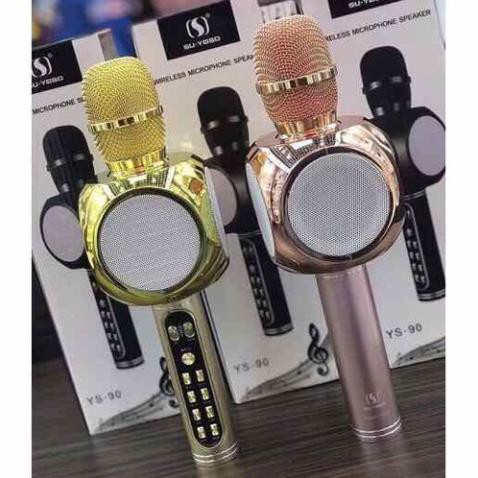 Micro Bluetooth Hát Karaoke Tích Hợp Loa Bass Hay YS90, Mic Bắt Giọng, Âm Thanh Trong Lớn, Gắn Usb, Thẻ Nhớ, Cổng 3.5