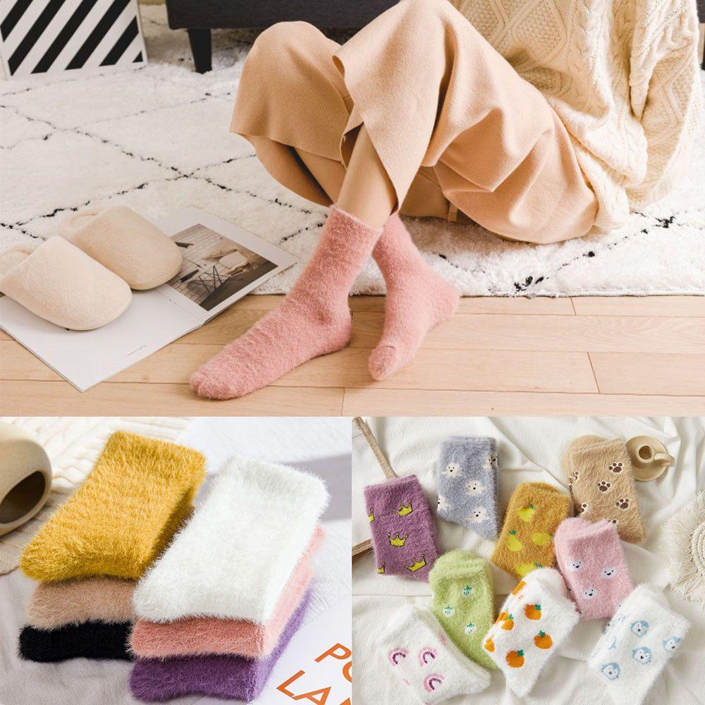 CACTU Vớ Lông Cừu San Hô Dày Mềm Mại Thoải Mái Thoáng Khí Cho Nữ