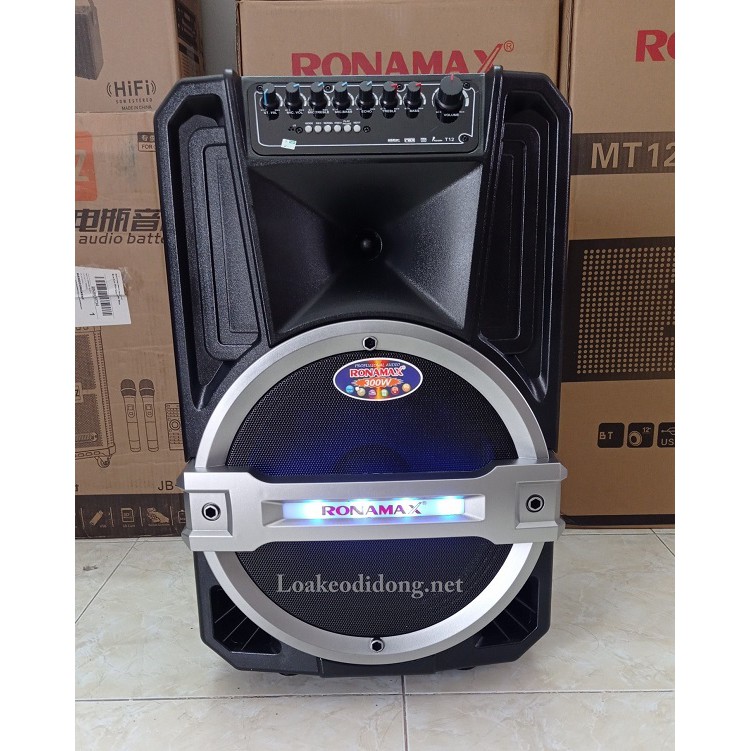 [Sĩ loa kéo] Loa kéo karaoke di động ronamax T15 BASS 4 TẤC tặng kèm 2 micro không dây-BH 6 THÁNG