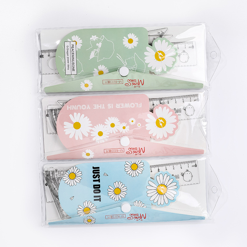 Bộ 4 thước kẻ tam giác nhiều màu tùy chọn phong cách Hàn Quốc dành cho học sinh