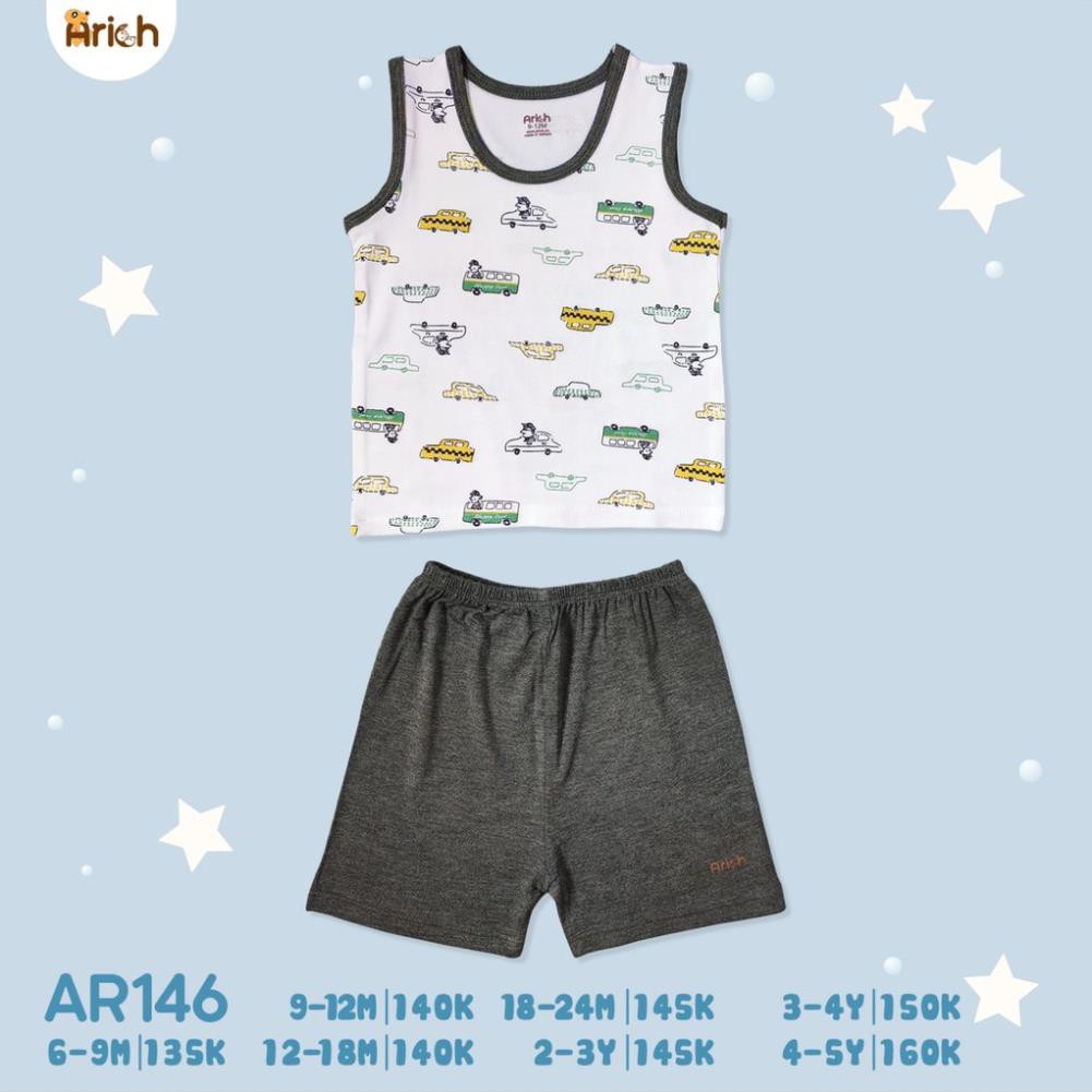 Bộ ba lỗ Arich vải sợi tre họa tiết ô tô (size từ 6-9 tháng đến 4-5 tuổi) cho bé