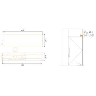 cửa kính cường lực kẹp kính trên chữ i 11074 inox 304 chính hãng việt tiệp