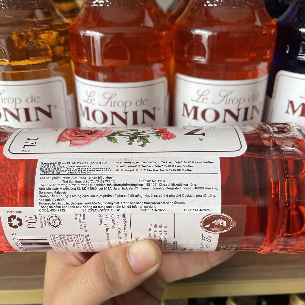 Syrup Monin đủ hương vị chai thủy tinh 700ml