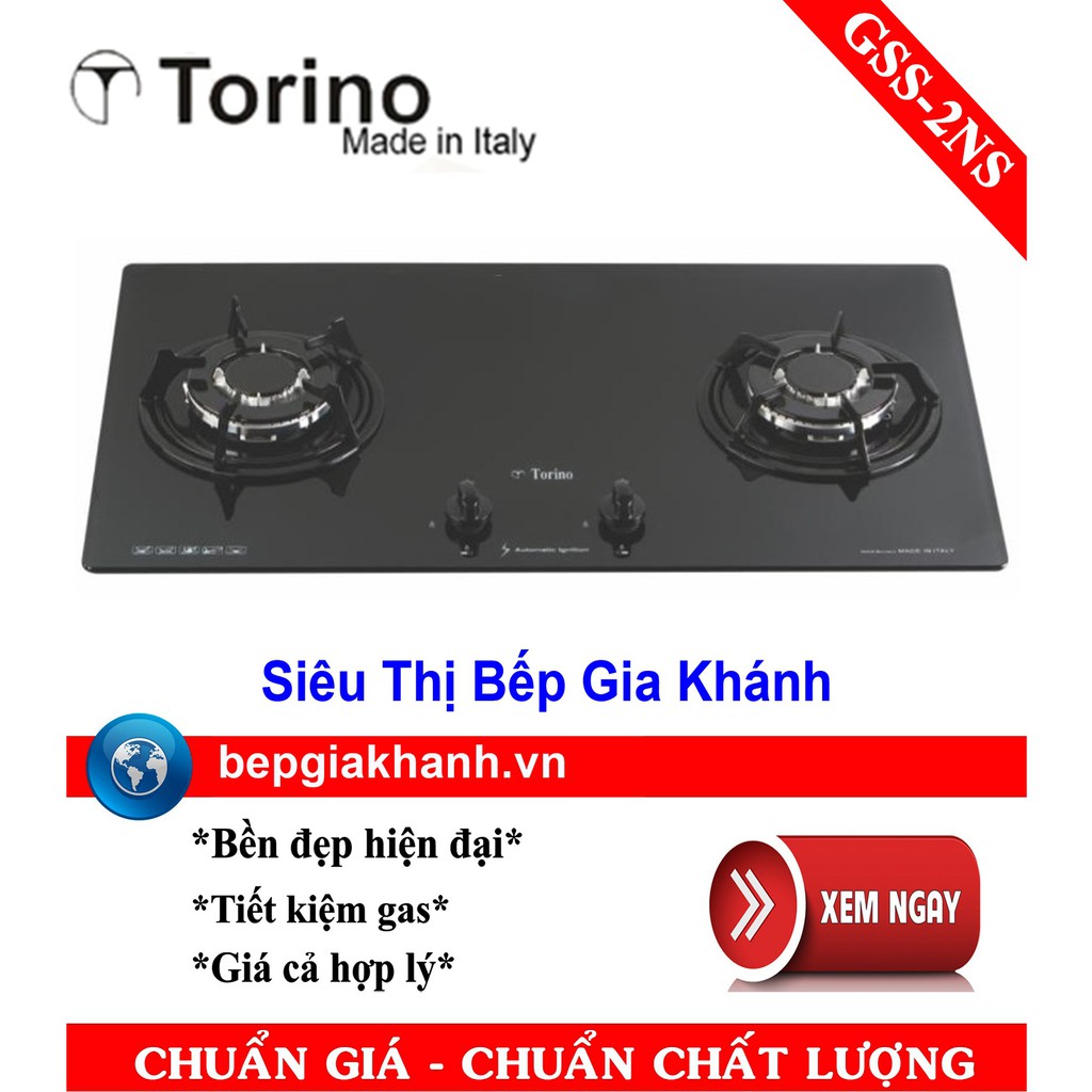 Bếp gas âm kính 2 vùng nấu Torino GSS-2NS